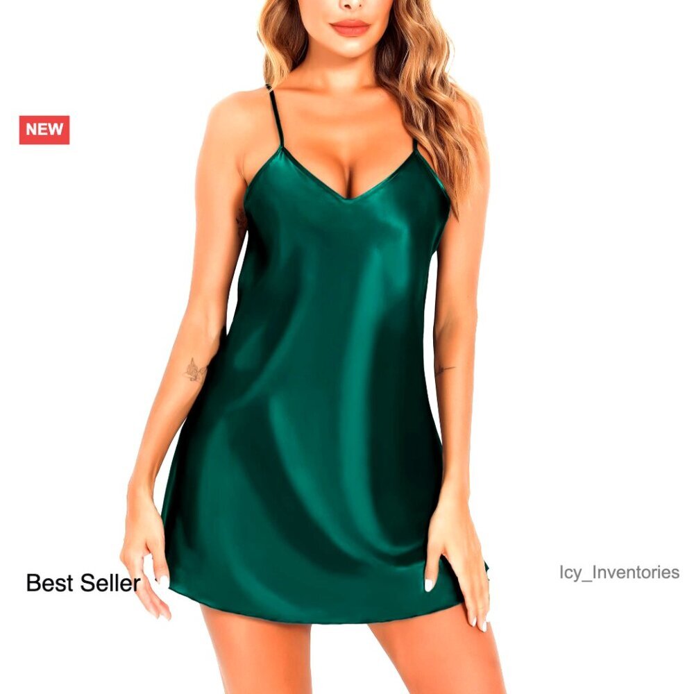 Satin Slip Dress Elegant Minimal Chic Nightwear Adjustable Spaghetti Straps